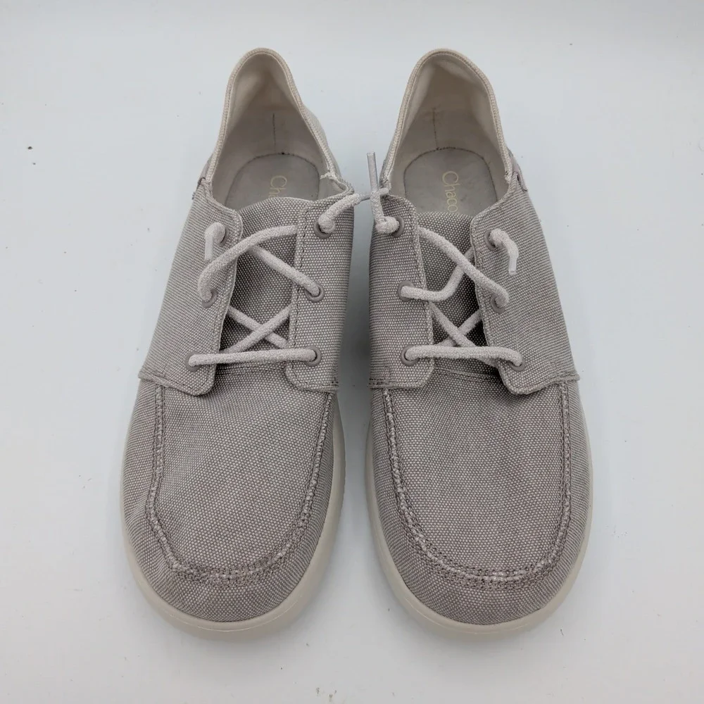 Chaco Paonia Loafer Womens 10 Gray Canvas Lace Up Luvseat Footbed JCH109148